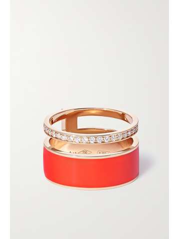 REPOSSI Berbere 18-karat rose gold, lacquer and diamond ring