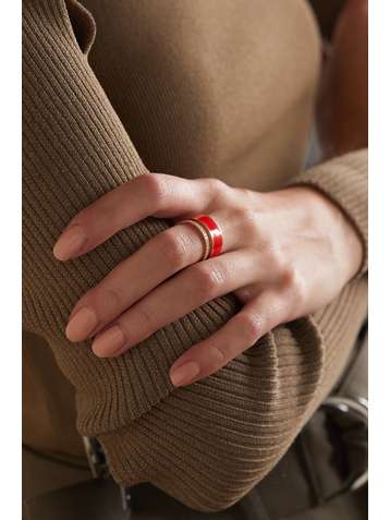 REPOSSI Berbere 18-karat rose gold, lacquer and diamond ring