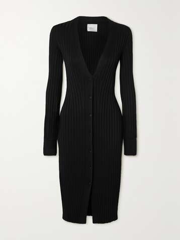 GALVAN Rhea ribbed-knit midi dress