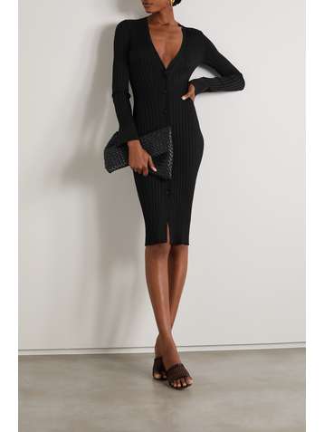 GALVAN Rhea ribbed-knit midi dress