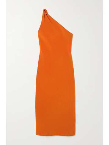 GALVAN Persephone one-shoulder stretch-knit midi dress