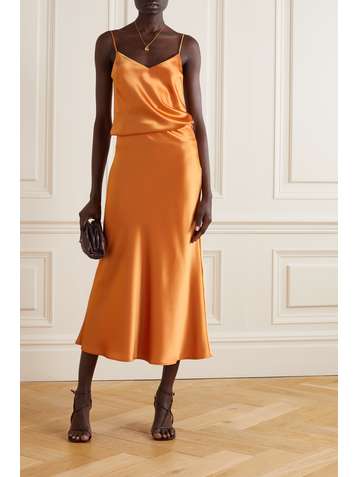 GALVAN Valletta satin midi skirt