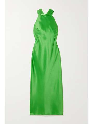 GALVAN Sienna satin halterneck midi dress