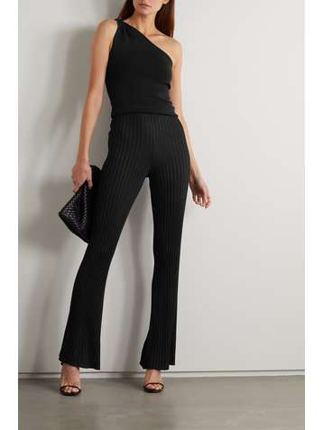 GALVAN Pantalon droit en mailles côtelées Rhea