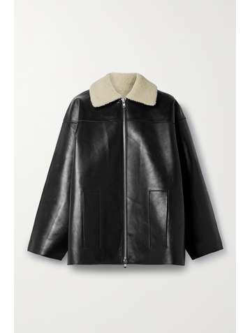 STAND STUDIO Emery shearling-trimmed leather jacket