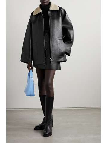 STAND STUDIO Emery shearling-trimmed leather jacket