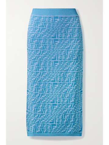 FENDI Jacquard-knit midi skirt