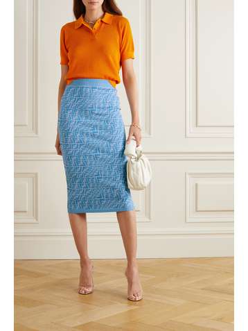 FENDI Jacquard-knit midi skirt