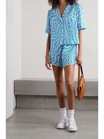 FENDI Printed silk-satin twill pajama set