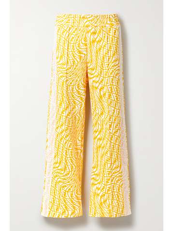 FENDI Mesh-trimmed printed cotton-jersey track pants