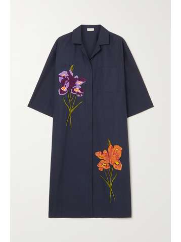 DRIES VAN NOTEN Dorali oversized embroidered cotton-poplin shirt dress