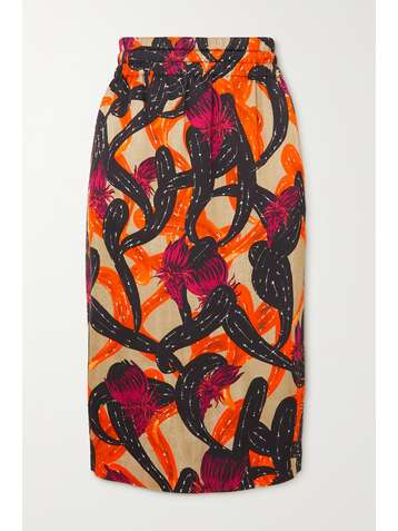 DRIES VAN NOTEN Solidos shirred printed poplin skirt