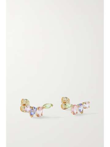 STONE AND STRAND Unicorn Dust gold multi-stone earrings