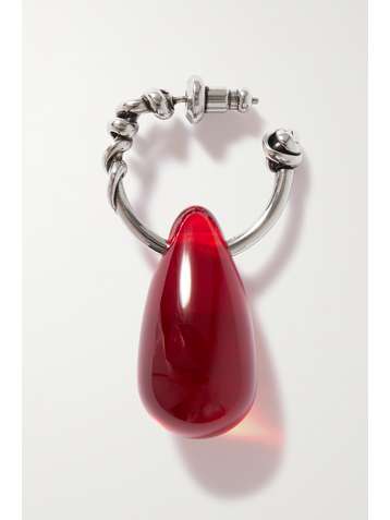 ALEXANDER MCQUEEN Einzelne silberfarbene Creole mit Glas