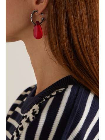 ALEXANDER MCQUEEN Einzelne silberfarbene Creole mit Glas