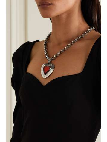 ALEXANDER MCQUEEN Silberfarbene Kette mit Kristall