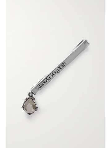 ALEXANDER MCQUEEN Silberfarbenes Ear Cuff mit Kristallen