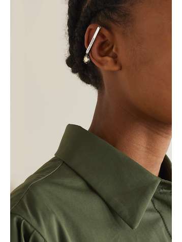 ALEXANDER MCQUEEN Silberfarbenes Ear Cuff mit Kristallen