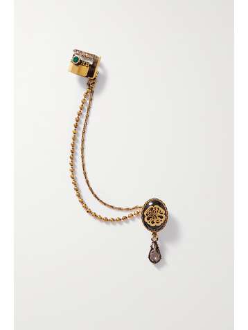ALEXANDER MCQUEEN Boucle d'oreille unique en métal doré et cristaux