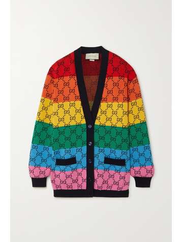 GUCCI GG Multicolour striped intarsia wool-blend cardigan