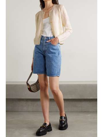GUCCI Cropped pointelle-knit wool cardigan