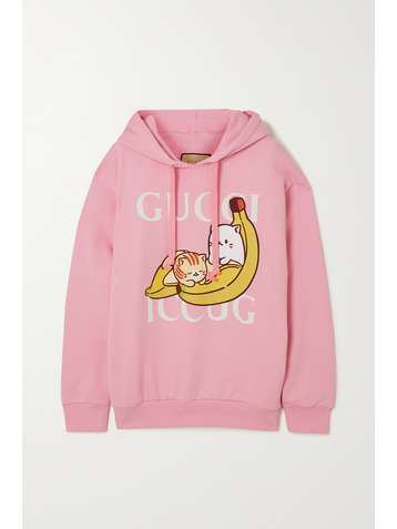 GUCCI + Bananya oversized printed cotton-jersey hoodie
