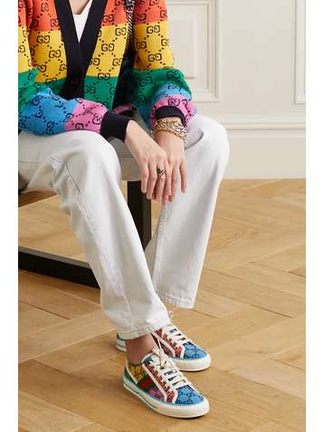 GUCCI GG Multicolour Tennis 1977 logo-embroidered canvas sneakers