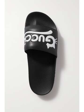 GUCCI Pursuit logo-embossed leather slides