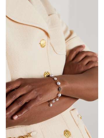GUCCI Gold-tone faux pearl bracelet