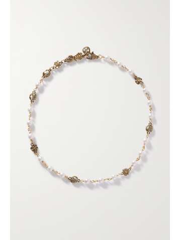 GUCCI Gold-tone faux pearl necklace