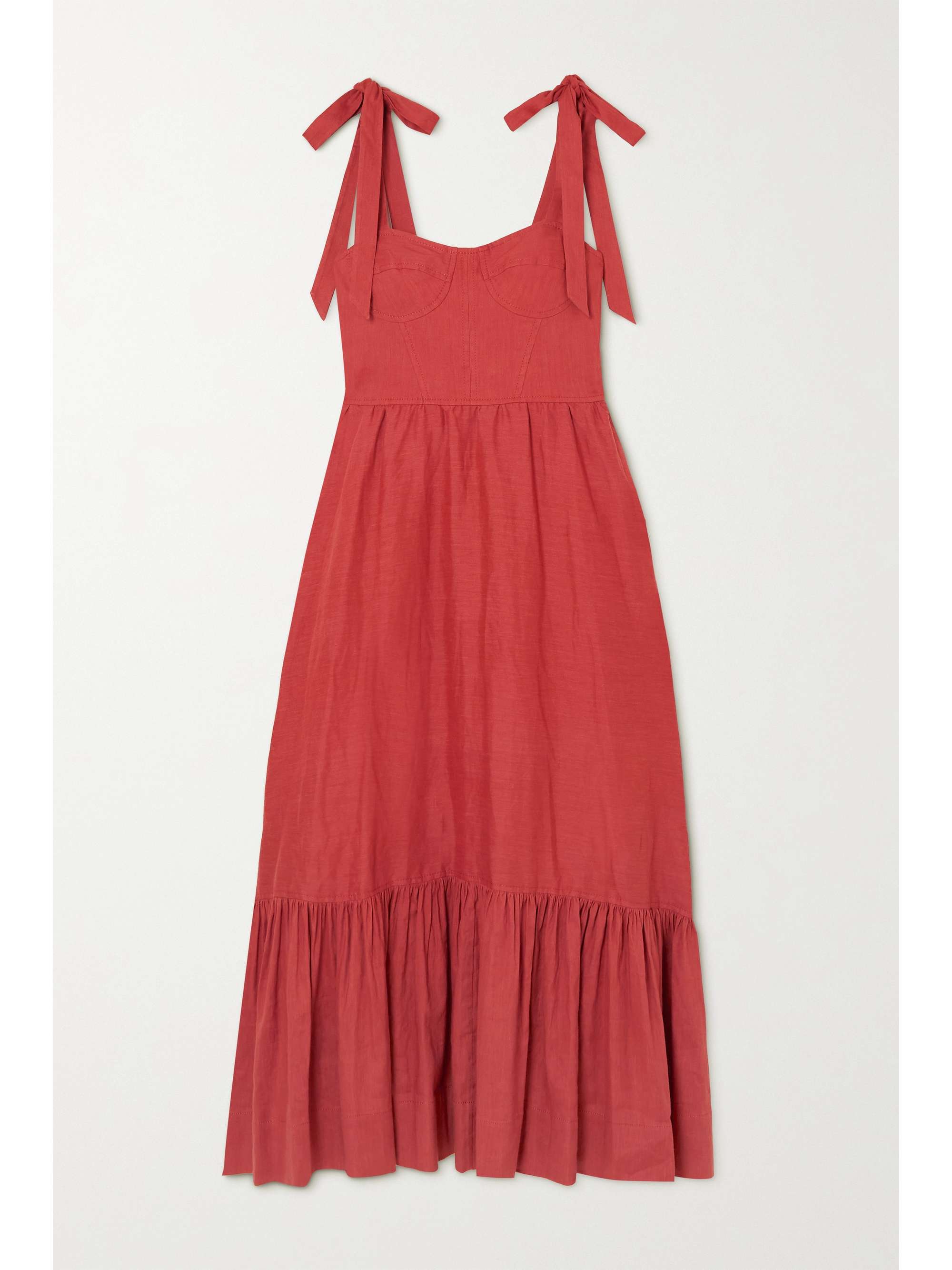 Georgia tiered linen-blend midi dress 