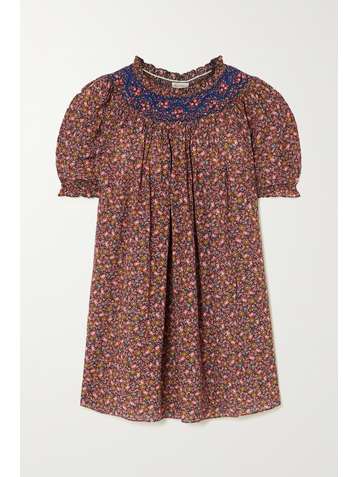 DÔEN Odessa smocked floral-print organic cotton-blend mini dress