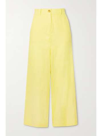 RACIL Pantalon large raccourci en lin mélangé à découpes Jane