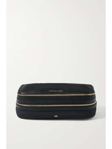 ANYA HINDMARCH Textured leather-trimmed ECONYL jewelry case