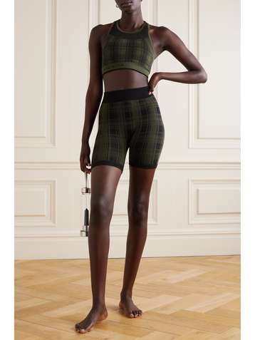 NAGNATA + NET SUSTAIN checked merino wool-blend shorts