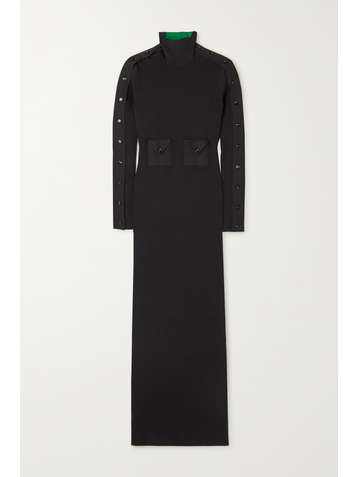 BOTTEGA VENETA Button-detailed ribbed silk-blend turtleneck maxi dress
