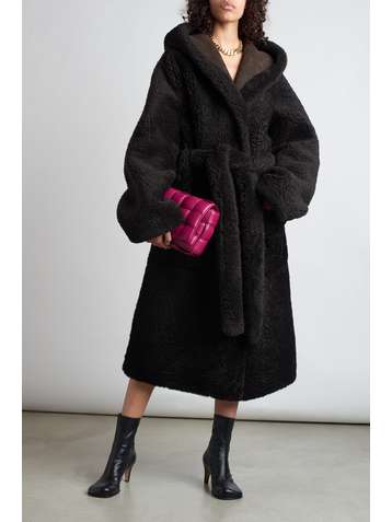 BOTTEGA VENETA Hooded belted shearling coat