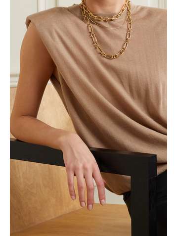 LOREN STEWART Herringbone 10-karat gold necklace