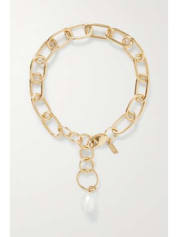 LOREN STEWART Industrial XXL gold-plated pearl anklet