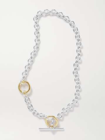 LOREN STEWART Deux Toggle silver and gold vermeil necklace