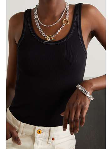 LOREN STEWART Deux Toggle silver and gold vermeil necklace