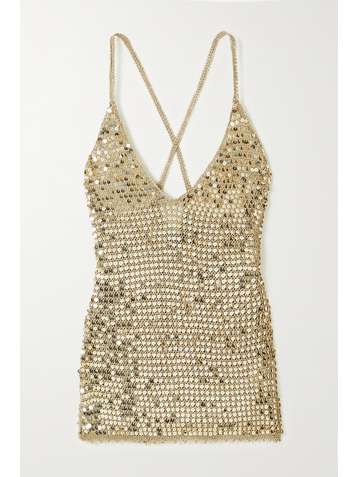 RETROFÊTE Molly sequined open-knit camisole