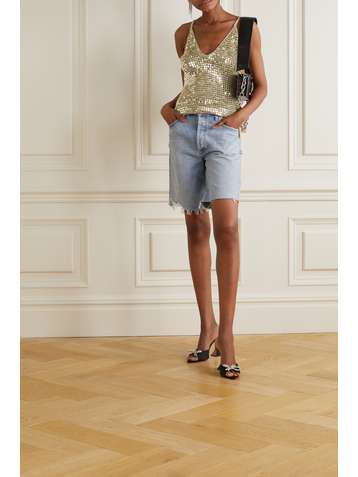 RETROFÊTE Molly sequined open-knit camisole