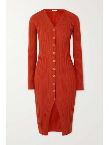 DION LEE Ribbed wool-blend dress