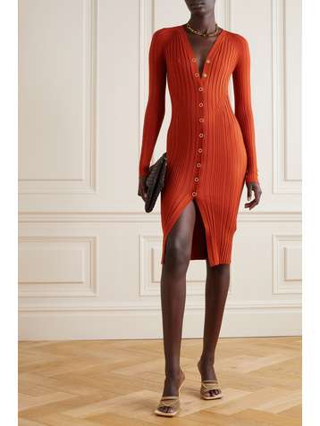 DION LEE Ribbed wool-blend dress