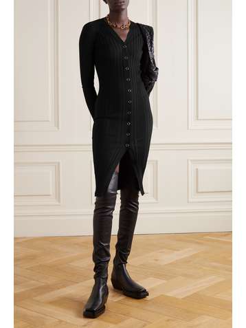 DION LEE Ribbed wool-blend dress