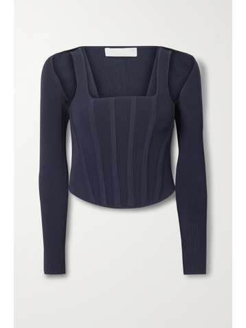 DION LEE Layered stretch-knit top