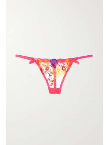 AGENT PROVOCATEUR Zuri String aus besticktem Tüll mit Satinbesätzen