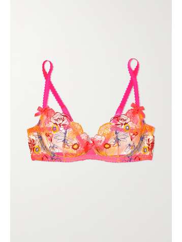AGENT PROVOCATEUR Zuri satin-trimmed embroidered tulle underwired soft-cup bra