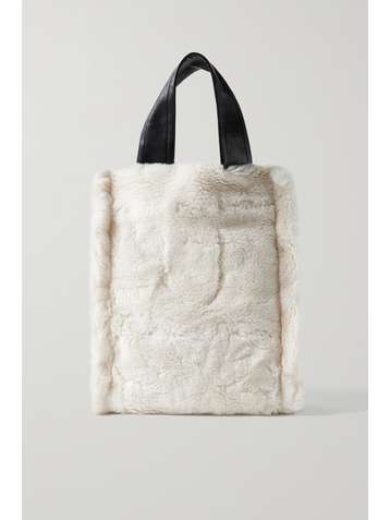 STAND STUDIO Leia Tote aus Fleece aus einer Wollmischung mit Kunstlederbesätzen